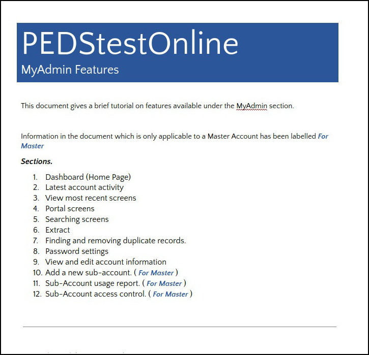 PEDS Online Brief Guide